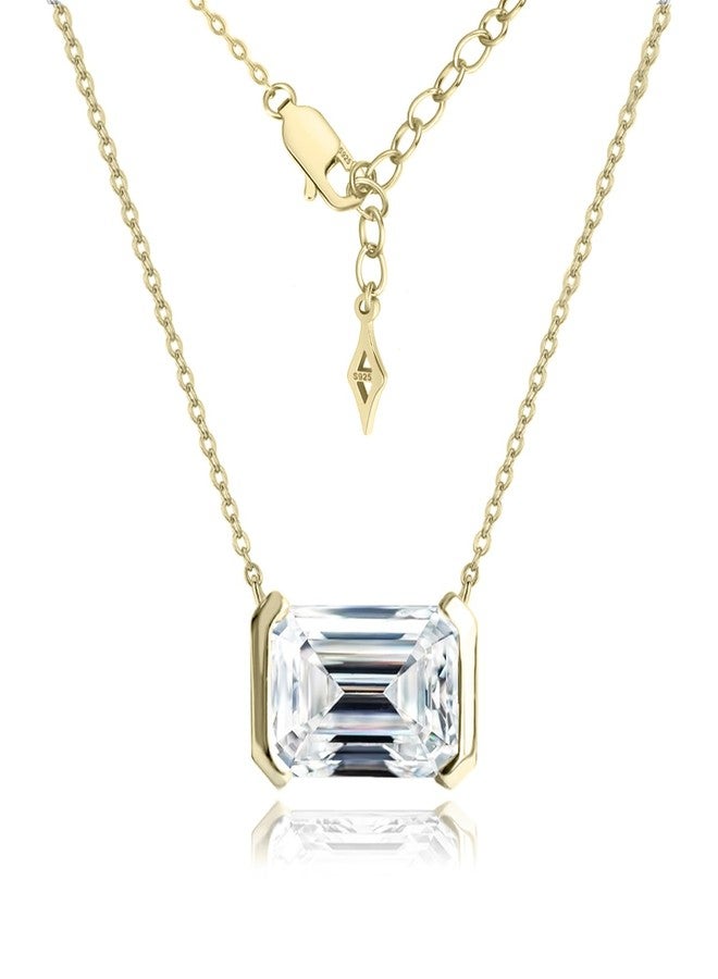 Raneecoco 2.0ct Emerald Cut Solitaire Simulated Diamond CZ Pendant Necklace / 18K Yellow Gold Plated Sterling Silver Dainty Necklace for Women - Image 1